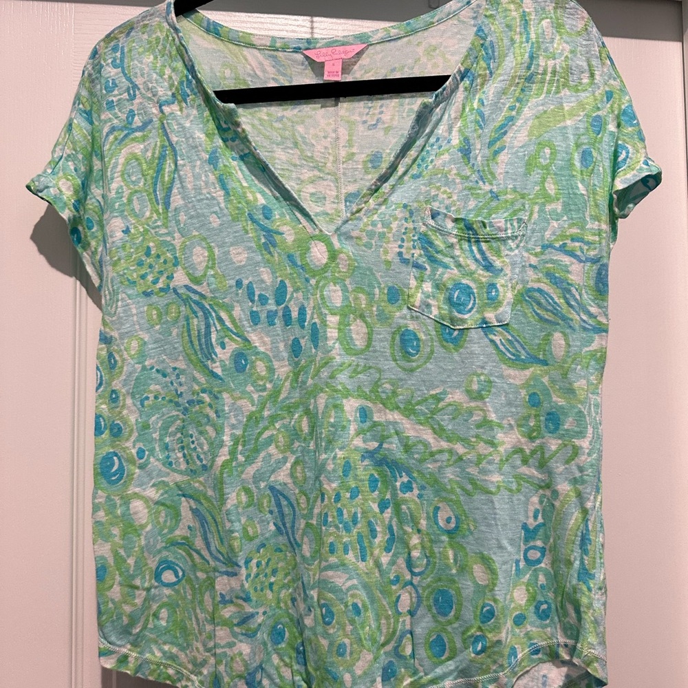 Lilly Pulitzer Green and Blue Top Sz S